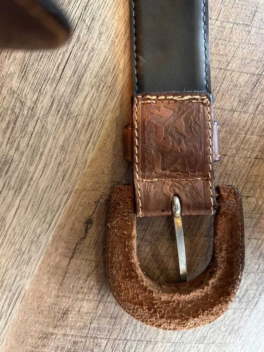 Vintage Lord & Taylor Italian Leather Belt Safari Animal Embossed Western Boho
